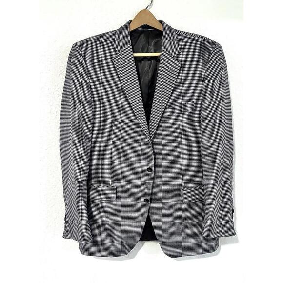 Kenneth Cole Blazer Men's Wool Gray Check Pattern Blazer Suit Jacket 44L - Picture 2 of 15